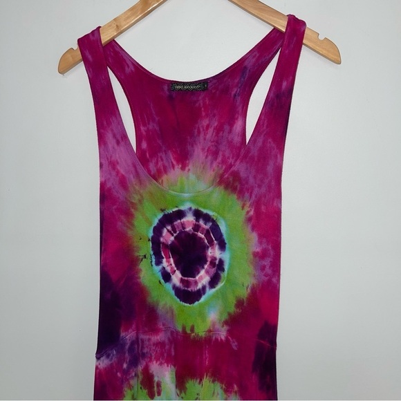 QED‎ London Tie-Dye Dress Size  Small Multicolour Pink High-Low Cut Maxi Tank - Picture 2 of 7